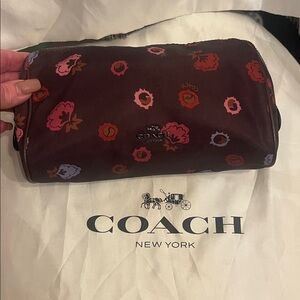 Coach Floral Cosmetic Bag - Burgundy and Pink